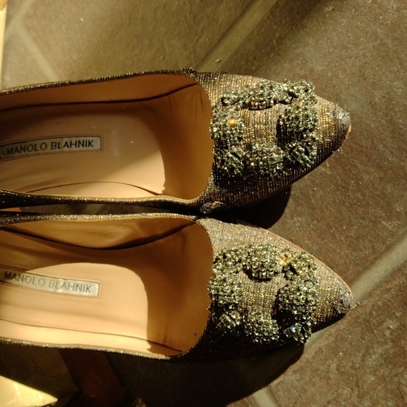 manolo blahnik hangisi crystal glitter pump heel size 36.5 size 6 - Picture 16 of 17